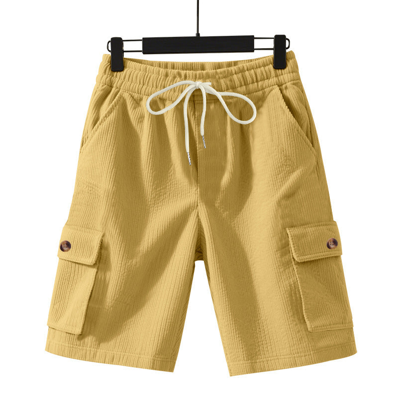 Men's Heavyweight Loose Casual Corduroy Utility Cropped Shorts