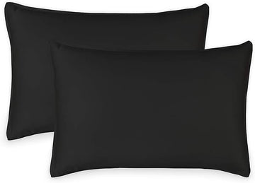 Genuine 100% Organic Viscose Derived from Bamboo, Luxuriously Soft & Cooling, Double Stitching, Envelope Closure (2 King Pillowcases, Black)