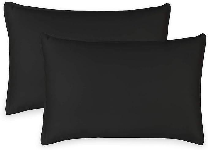 Genuine 100% Organic Viscose Derived from Bamboo, Luxuriously Soft & Cooling, Double Stitching, Envelope Closure (2 King Pillowcases, Black)