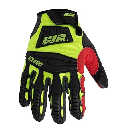 212 Performance Super Warnschutzhandschuhe für Bau- und Mechaniker, verstellbarer Verschluss, Größe M