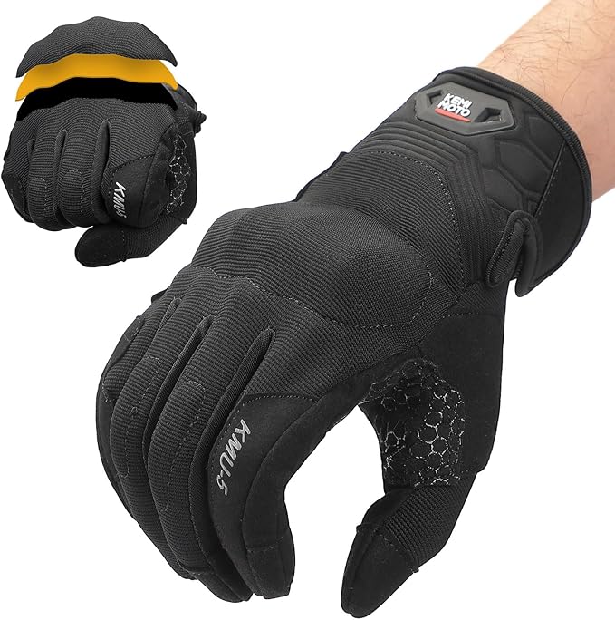KEMIMOTO Men's Motorcycle Gloves with PU Foam, Touchscreen Non-Slip Motorcycle Gloves, Sports Gloves for Motorcycling, Racing,&nbsp;