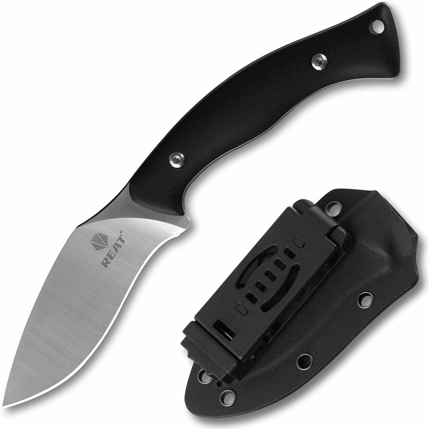 Fixed Blade Knife with Kydex Sheath, 8" D2 Steel Blade with Full Tang Desgin,Ergonomic G10 Handle, Hunting Knife