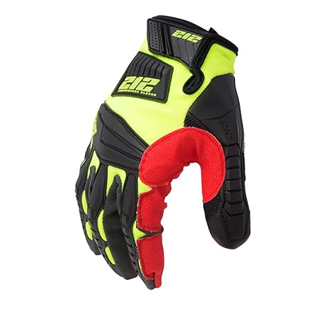 212 Performance Super Warnschutzhandschuhe für Bau- und Mechaniker, verstellbarer Verschluss, Größe M