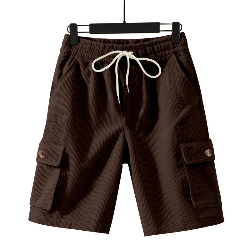 Men's Heavyweight Loose Casual Corduroy Utility Cropped Shorts