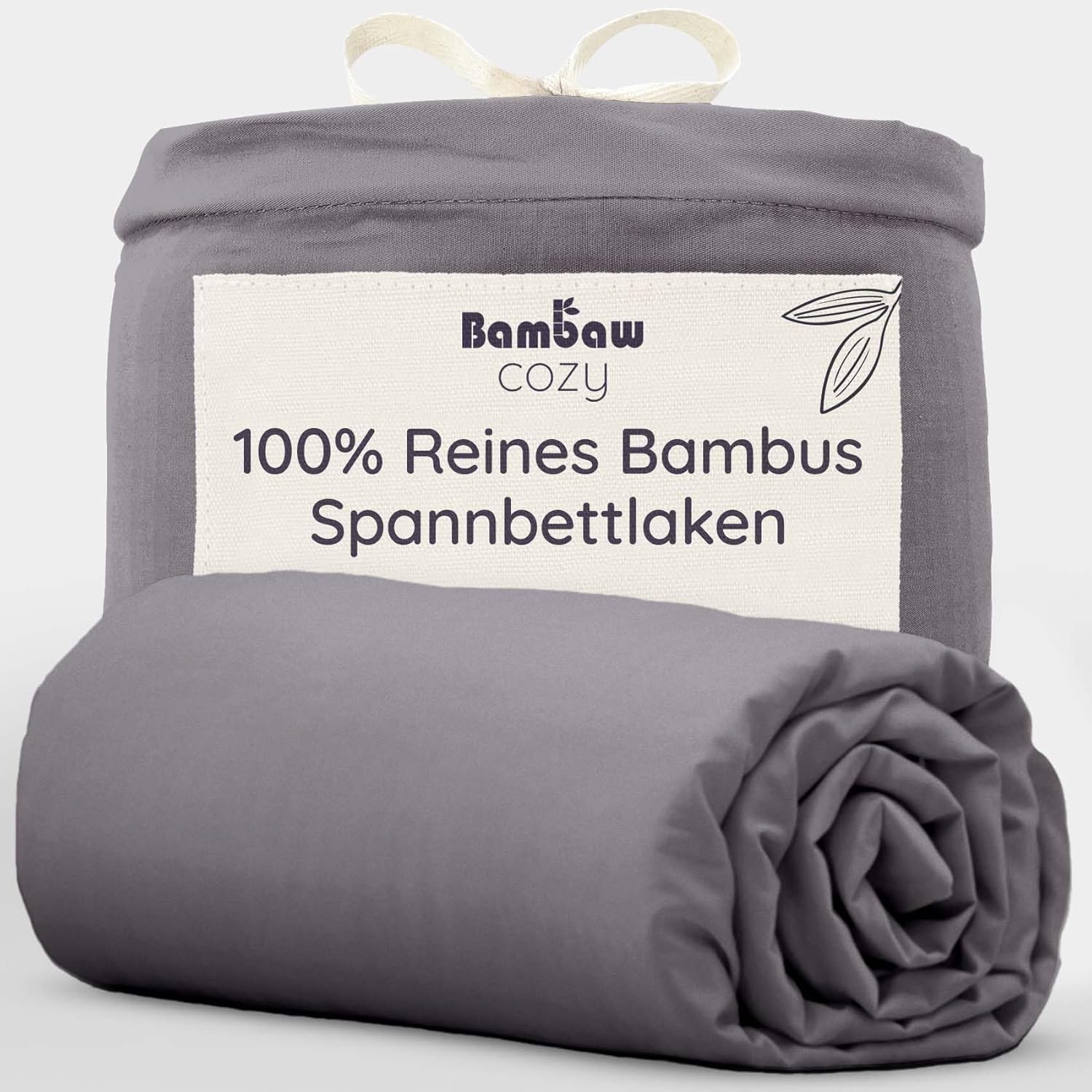 Bambaw Bamboo Fitted Sheet 180x200cm, 35cm Base Height, Hypoallergenic Allergy-Friendly Bedding, Breathable Summer Bedding, 100% Bamboo Bed Sheet, Cooling Fitted Sheet 180x200cm (Dark Grey)