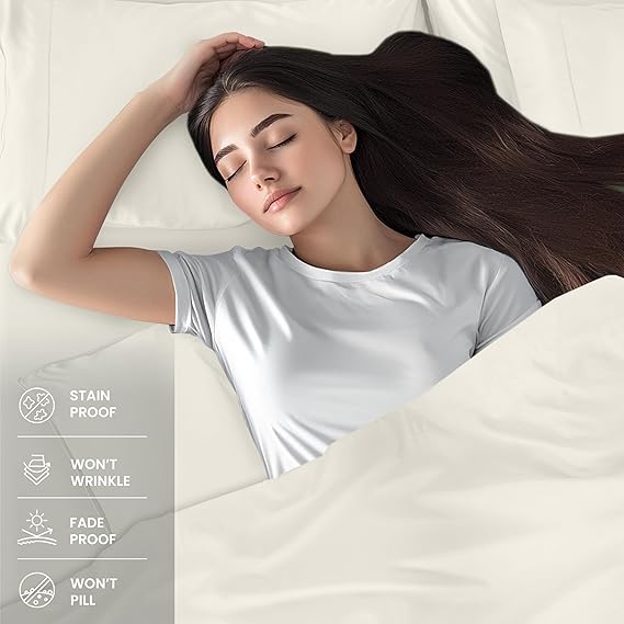 King Size Bed Set 4 Piece Brushed Microfiber Shrink and Fade Resistant Easy Care Duvet Cover Set