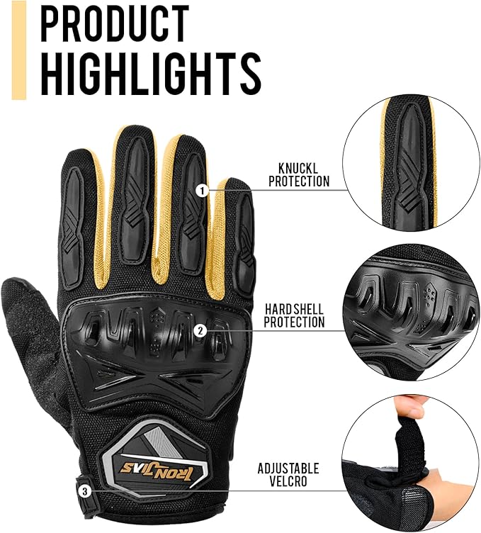 "Motorcycle Gloves for Men – Summer Motorcycle Gloves, Breathable Full-Finger Riding Gloves with Touchscreen Function"