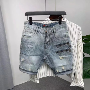 Men's Denim Shorts Summer Short Sleeves