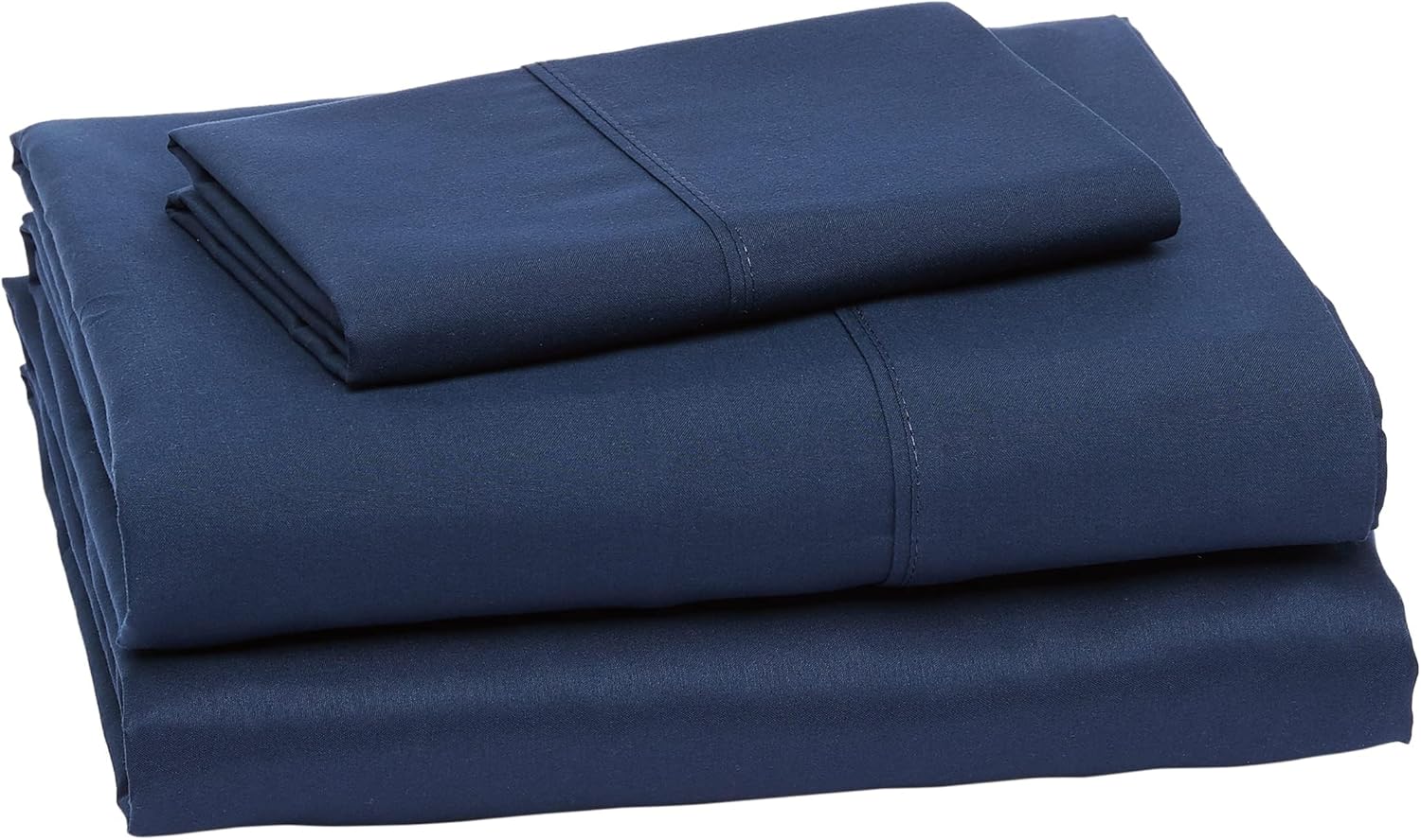 Amazon Basics Leichtes, superweiches, pflegeleichtes, knitterfreies 3-teiliges Bettwäsche-Set aus Mikrofaser, mit 35,6 cm tiefen Taschen, Doppelbettgröße, Marineblau, einfarbig, Kinder-, Herren- und