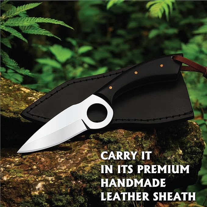 Predator Hunter - Fixed Blade Hunting Knife - 7 Inch hand Forged Full Tang Stainless Steel Knives For Hunting, Outdoor Camping, Hiking, Fishing, Bushcraft Knives With Leather Sheath. (Stainless Steel Knife)