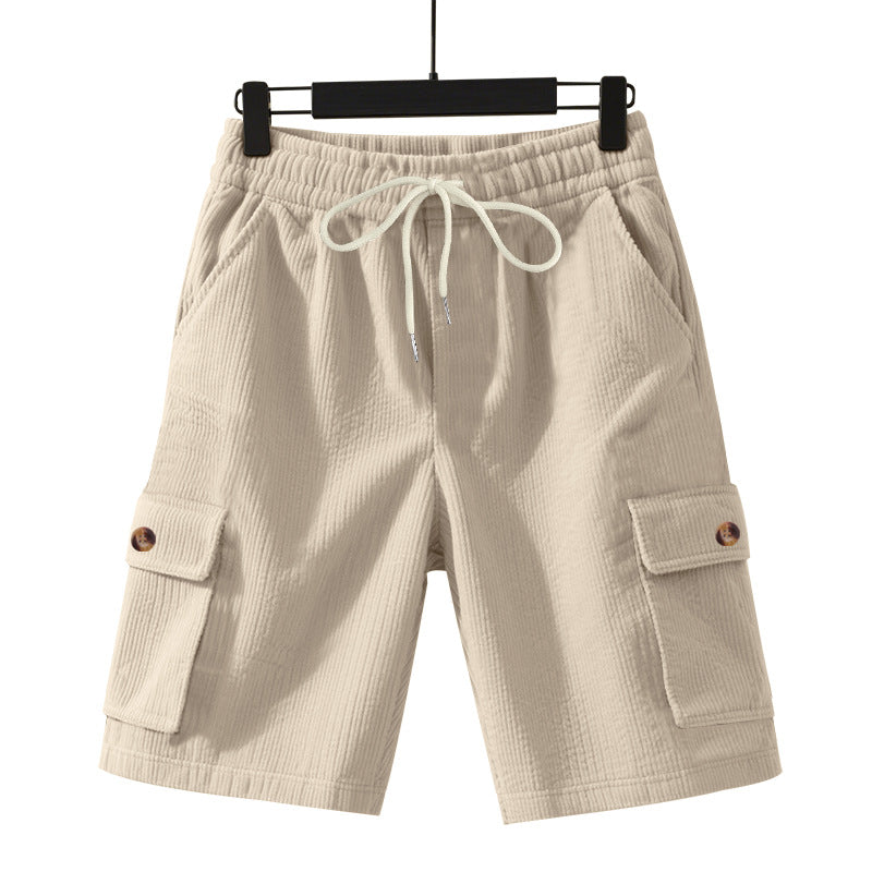 Men's Heavyweight Loose Casual Corduroy Utility Cropped Shorts