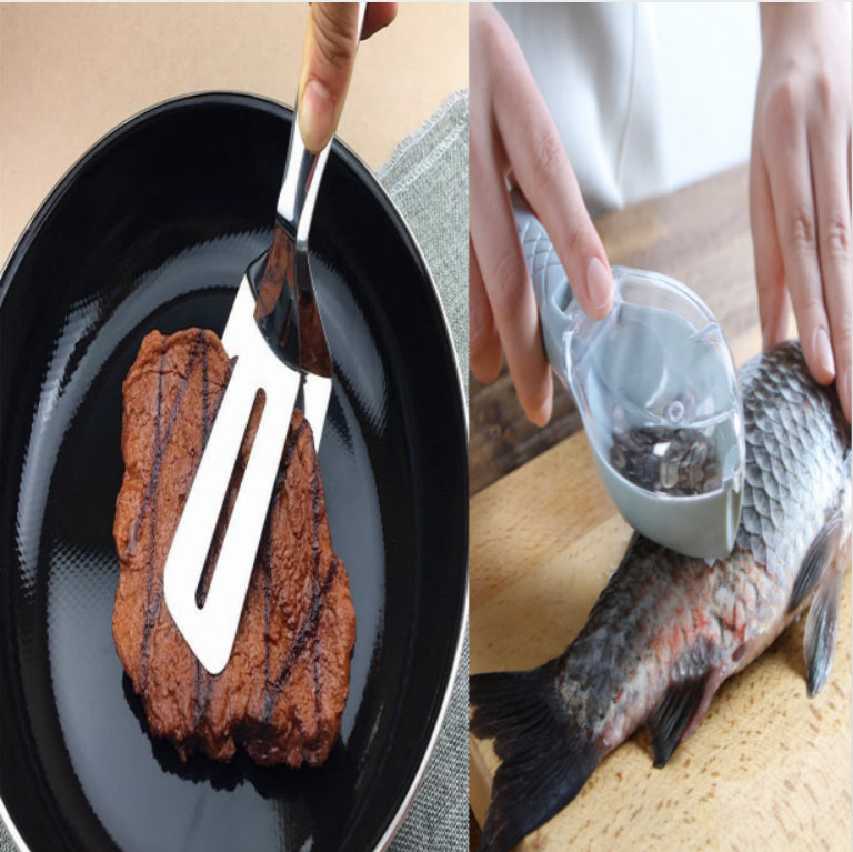 Stainless Steel Barbecue Tong Fried Steak Shovel Fried Fish Shovel BBQ Bread Clamp Kitchen Bread Meat Clamp