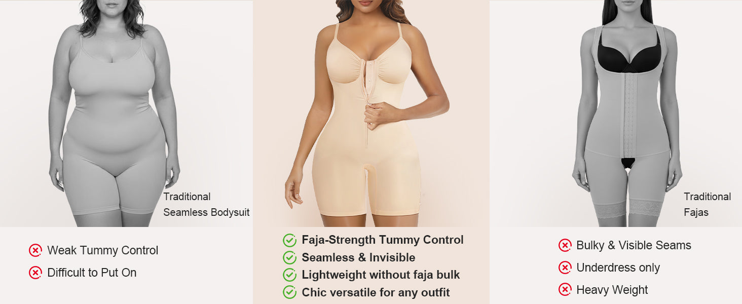 SHAPERX Women's Shapewear Bodysuit Tummy Control Seamless Zip-Up Body Shaper Waist Defining Silhouette