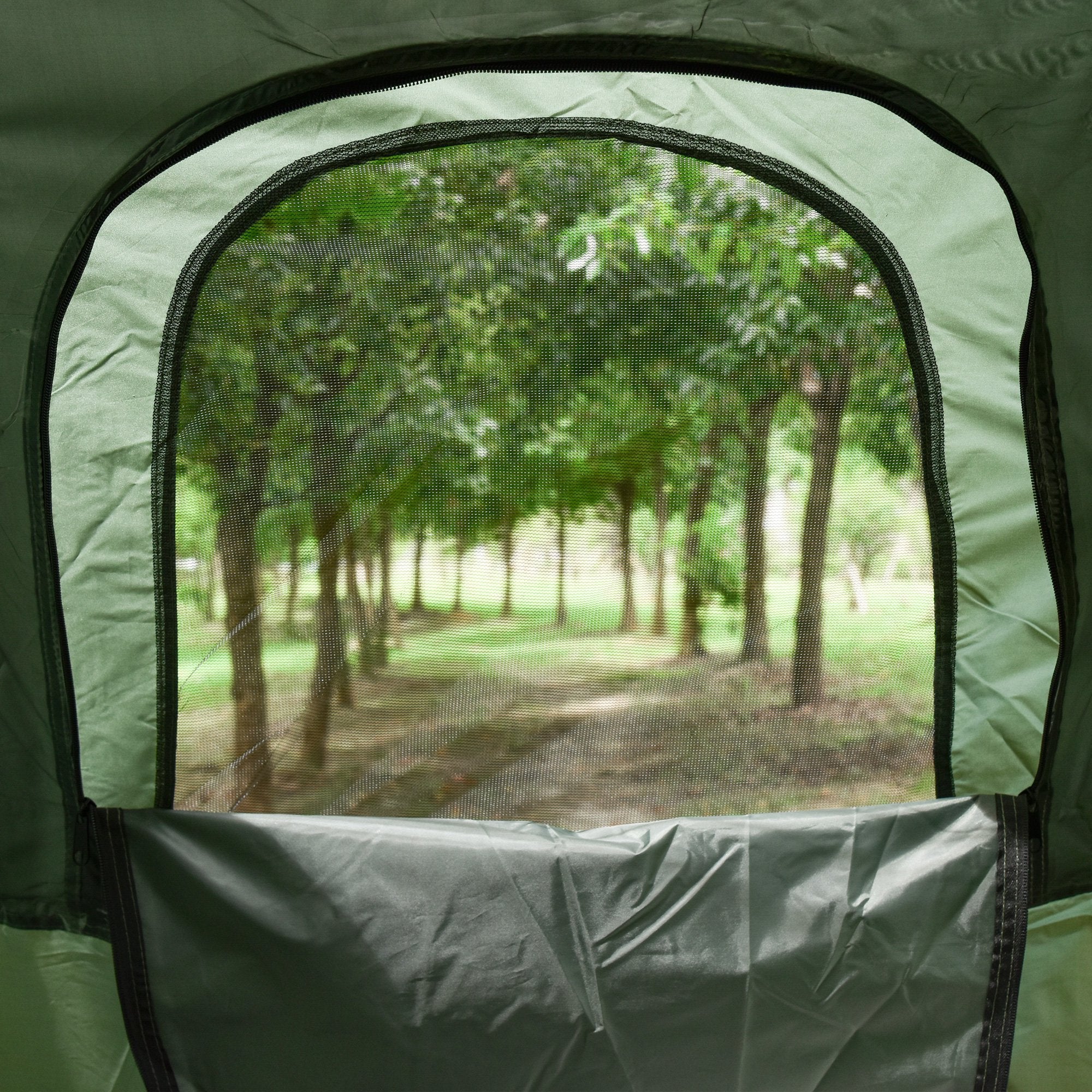 All-in-One Folding Camping Cots for Adults, Elevated Tent with Sleeping Bag, Thick Air Mattress Pad, Portable Single Sleeping Cot Camping Bed