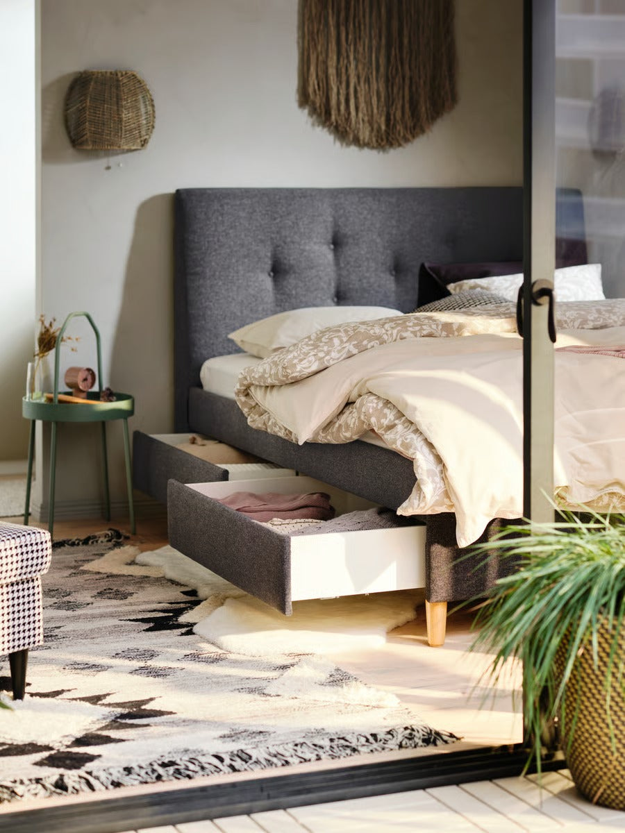 Duvet cover and pillowcase, light grey-beige/multicolour, 140x200/80x80 cm