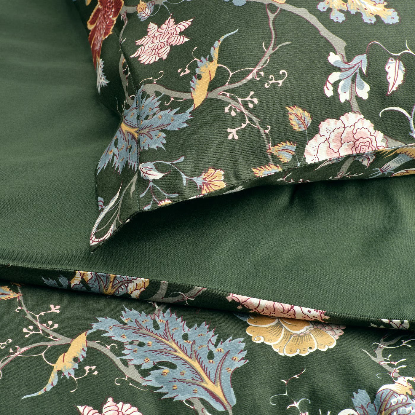 Duvet cover and pillowcase, dark grey-green/multicolour, 140x200/80x80 cm