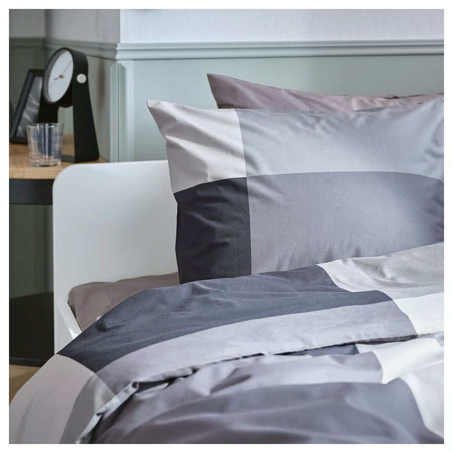 Duvet cover and pillowcase, black, 140x200/80x80 cm