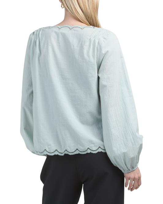 LOVE STITCH Scalloped Hem Knit Top