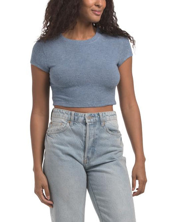 LA BIZ Cropped Short Sleeve Tee